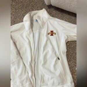 Columbia Cream Fleece Jacket with Red and Gold Embroidery